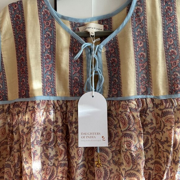 NWT Daughters of India Aahna Boho Maxi Dress in Bluebell Floral- Size XL - Picture 4 of 6